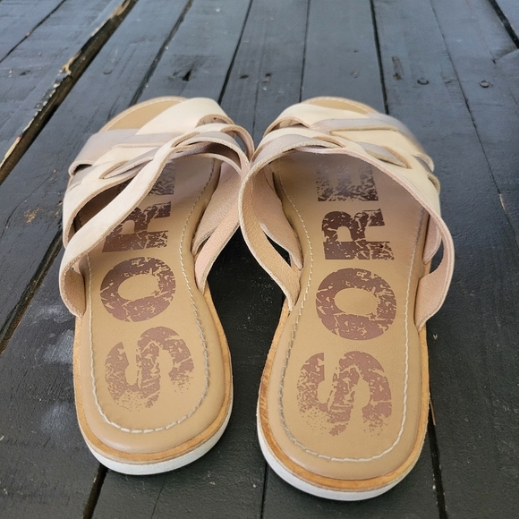 Sorel Women's 9.5 Ella Rose Gold Natural Slip On Sandals Slides Comfort - Picture 3 of 8